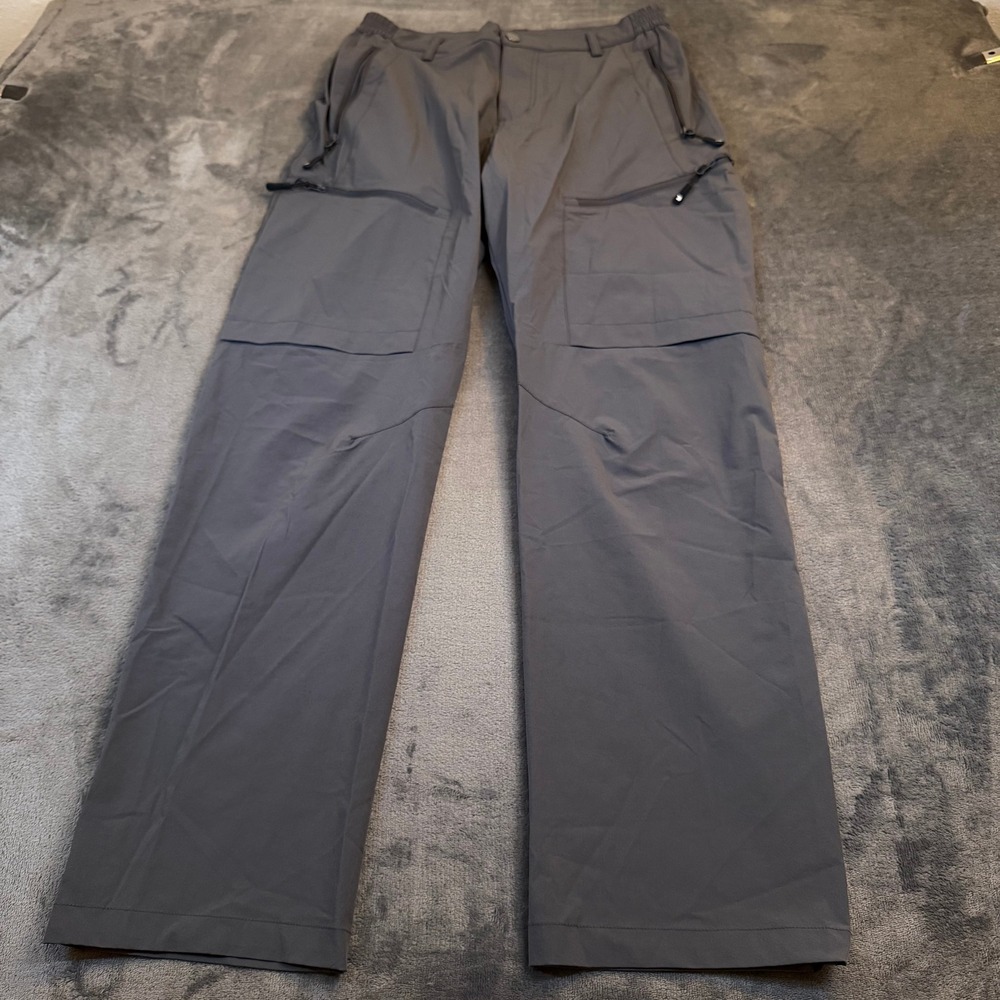 Outdoorsports Hiking Cargo Pants Mens 30 Gray Zipper Pockets Stretch Lightweight